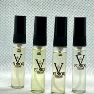 Velmoq 4-in-1 taster perfume gift set with 5 ml samples of Sword, Dark Mirage, Mission, and Secret Aura fragrances.