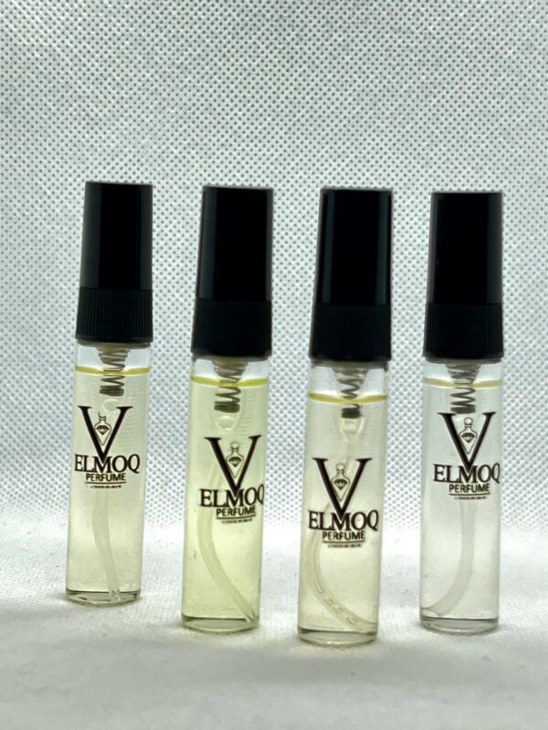 Velmoq 4-in-1 taster perfume gift set with 5 ml samples of Sword, Dark Mirage, Mission, and Secret Aura fragrances.