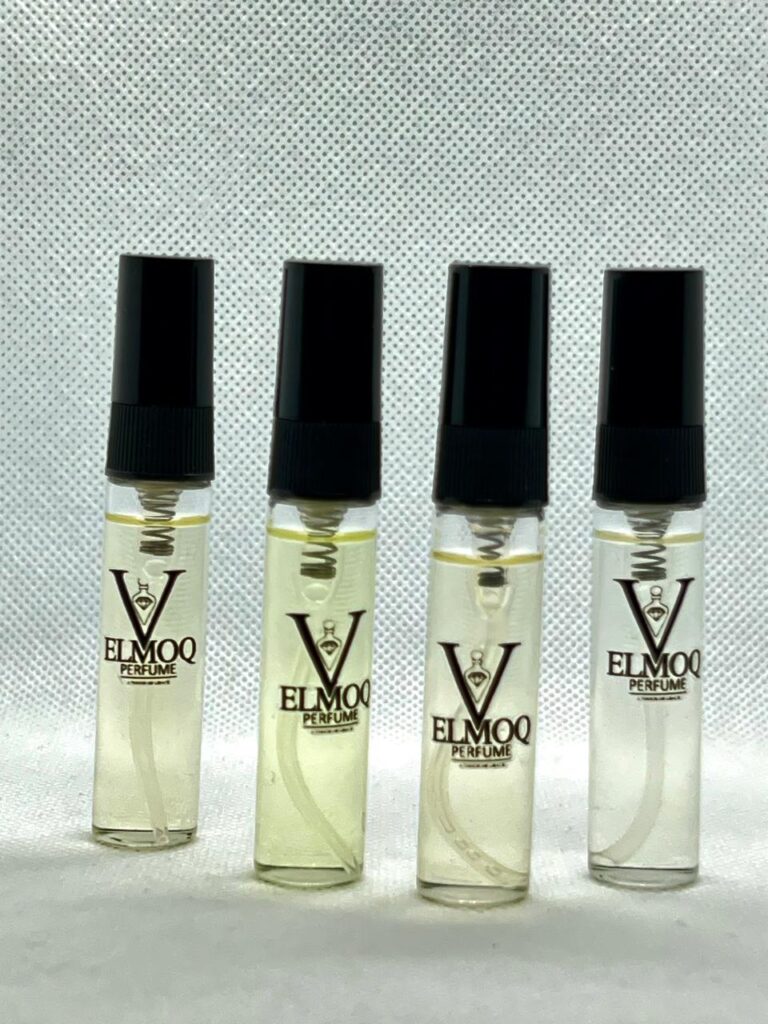 Velmoq 4-in-1 taster perfume gift set with 5 ml samples of Sword, Dark Mirage, Mission, and Secret Aura fragrances.